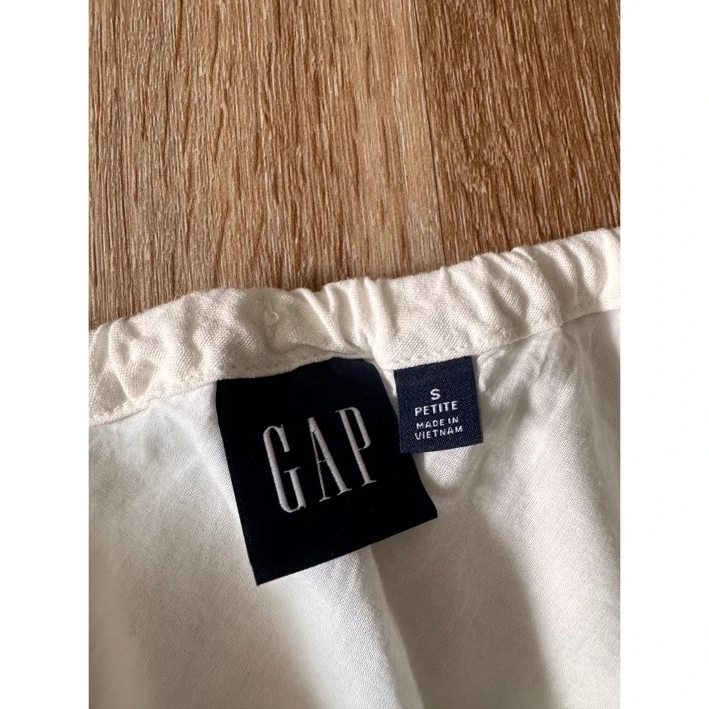Gap White Linen Blend Drawstring Midi Skirt Side Slit Size S/P